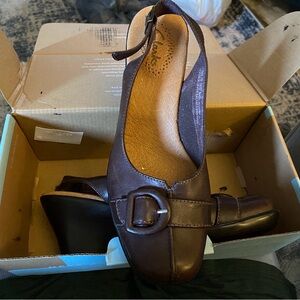 Brown Leather Women's Wedge Shoes